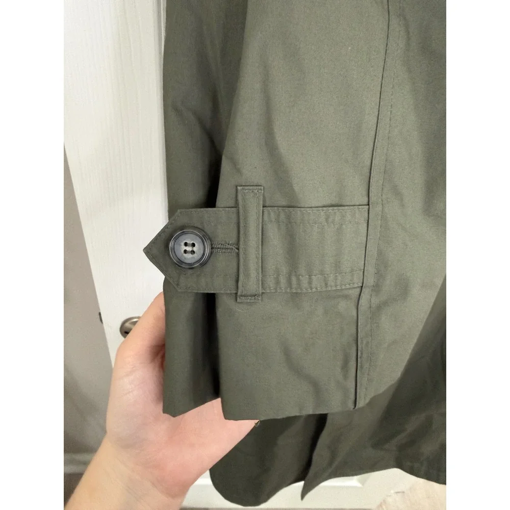 London Fog Limited Edition Trench Coat 38 Reg Olive Green Belted Leather Collar